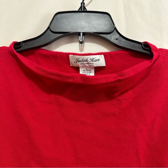 Judith Hart Round Neck Knit Rayon Long Sleeve Sweater in Red Size L - Picture 4 of 5